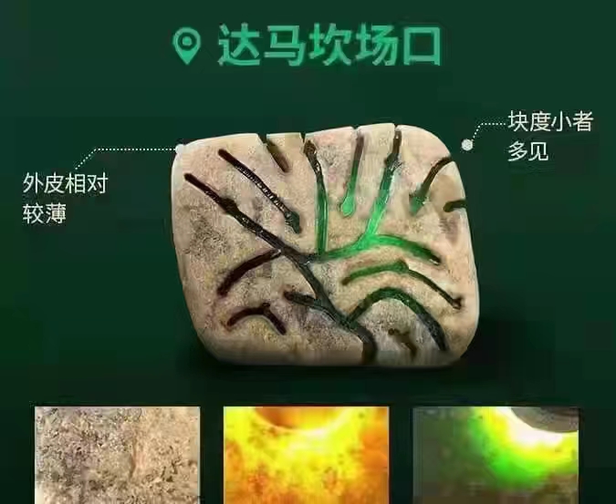 翡翠原石达码坎场口主要特征，达马坎场口翡翠特点